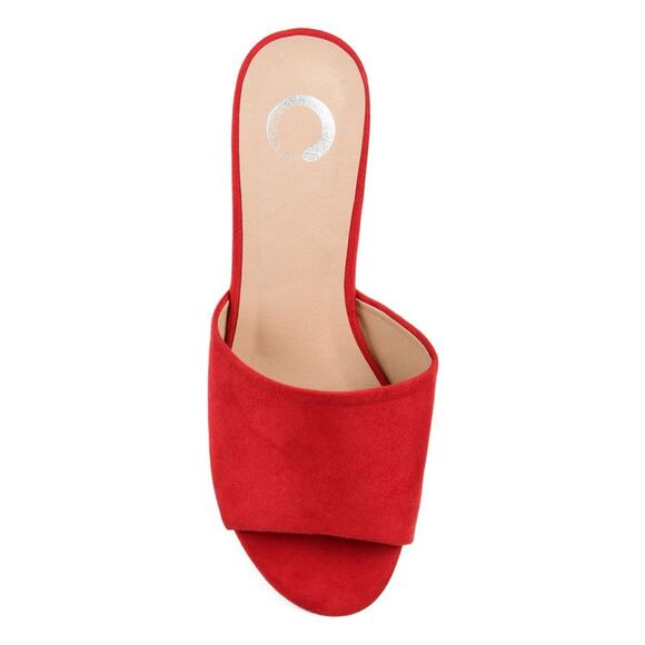 JOURNEE COLLECTION Womens Red Pavan Round Toe Wedge Slip On Slide Sandals 6 M - Picture 1 of 3